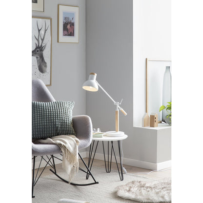 Bureaulamp verstelbaar metaal rubberhout 76 cm