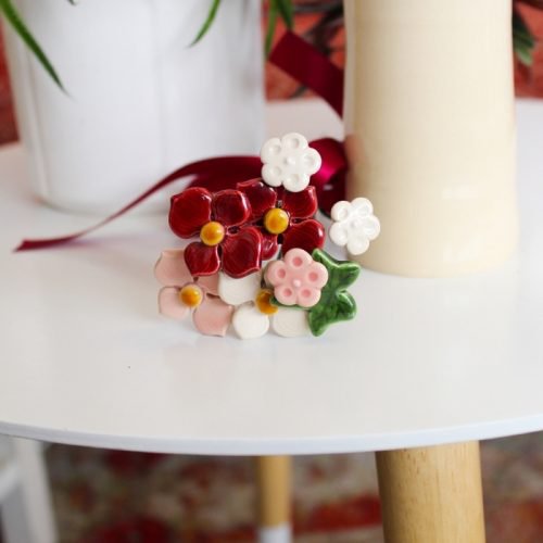 Geluksboeket kunstbloemen 7 stuks met klimop