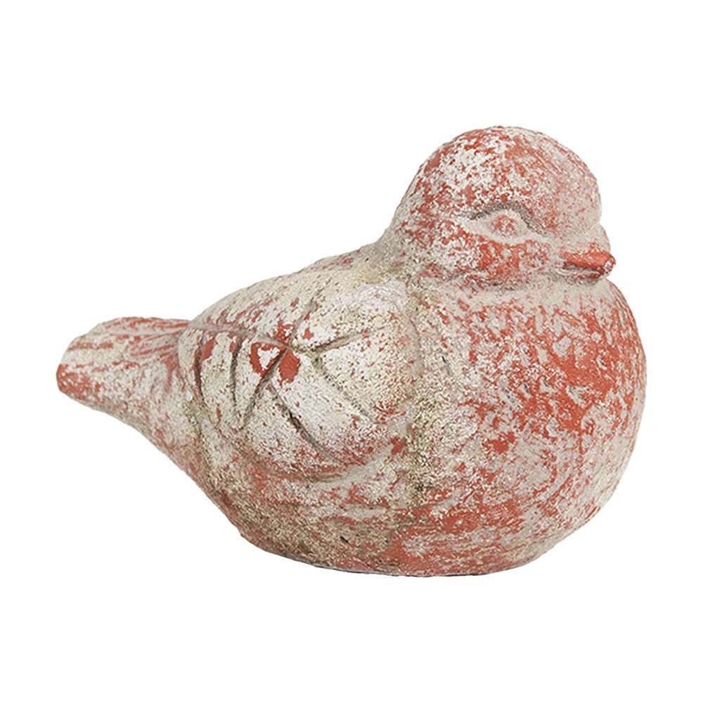 Vogelbeeld 14x9x10 cm steen grijs rood