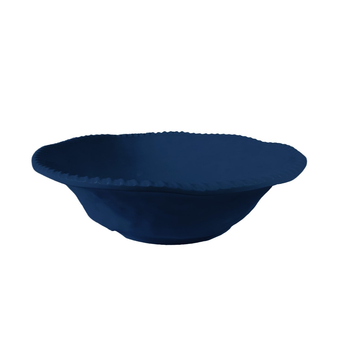 Blue melamine salad bowl and servers with rope edge