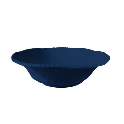 Blue melamine salad bowl and servers with rope edge