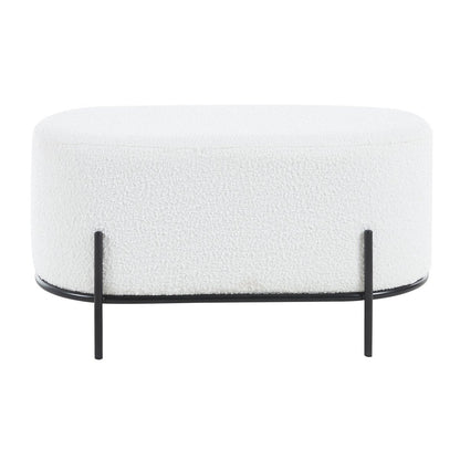 Kruk bouclé stof wit 80x40x42 cm metaal