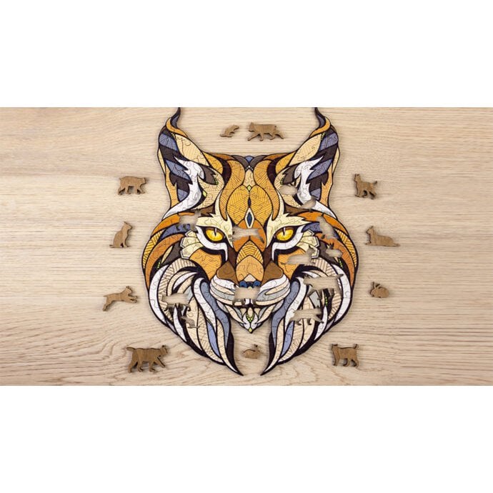 Houten legpuzzel Lynx 35,3x28x0,5 cm berkenmultiplex