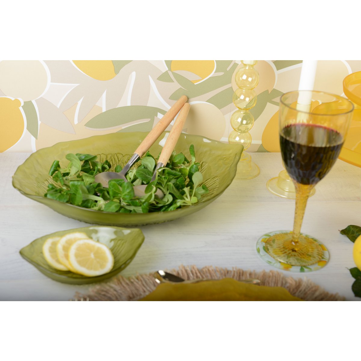Saladekom glas groen 36x36x27,5 cm