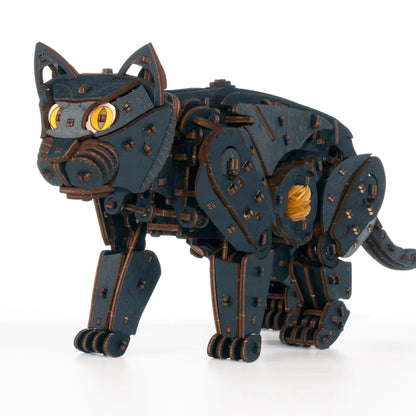 Eco Wood Art 3D Houten Puzzel Mechanische Wilde Zwarte Kat