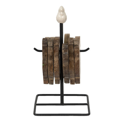 Onderzetters kip 6 stuks hout bruin