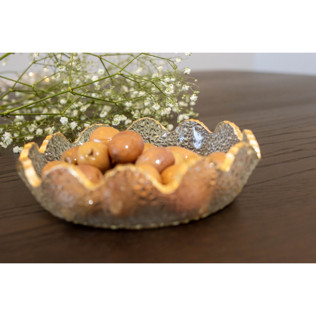 Glasbeker 13.5x13.5x3.8 cm goud transparant