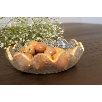 Glasbeker 13.5x13.5x3.8 cm goud transparant