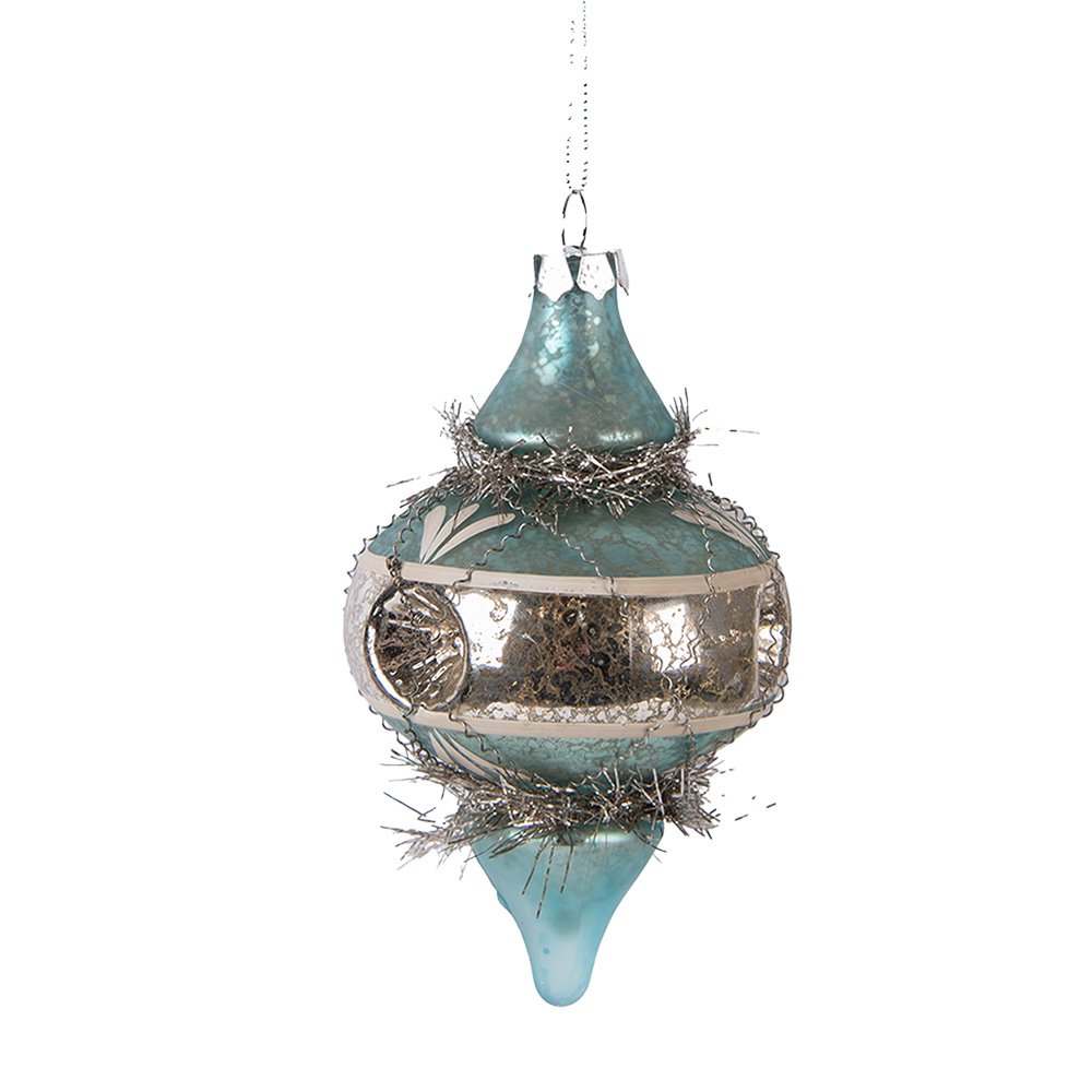 Kerstbal Ø 7x13 cm Blauw Glas