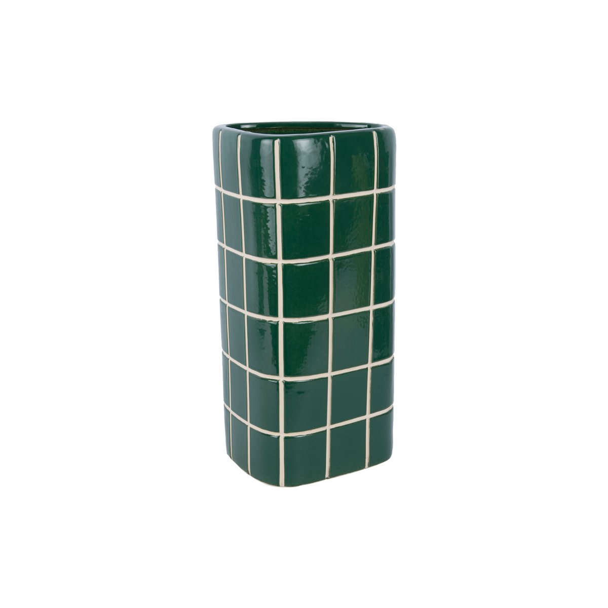 Vaas keramiek groen 37 cm driehoekig