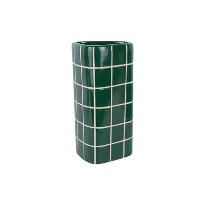 Vaas keramiek groen 37 cm driehoekig