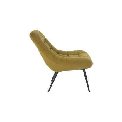Fauteuil XXL geel fluweel zwart metaal