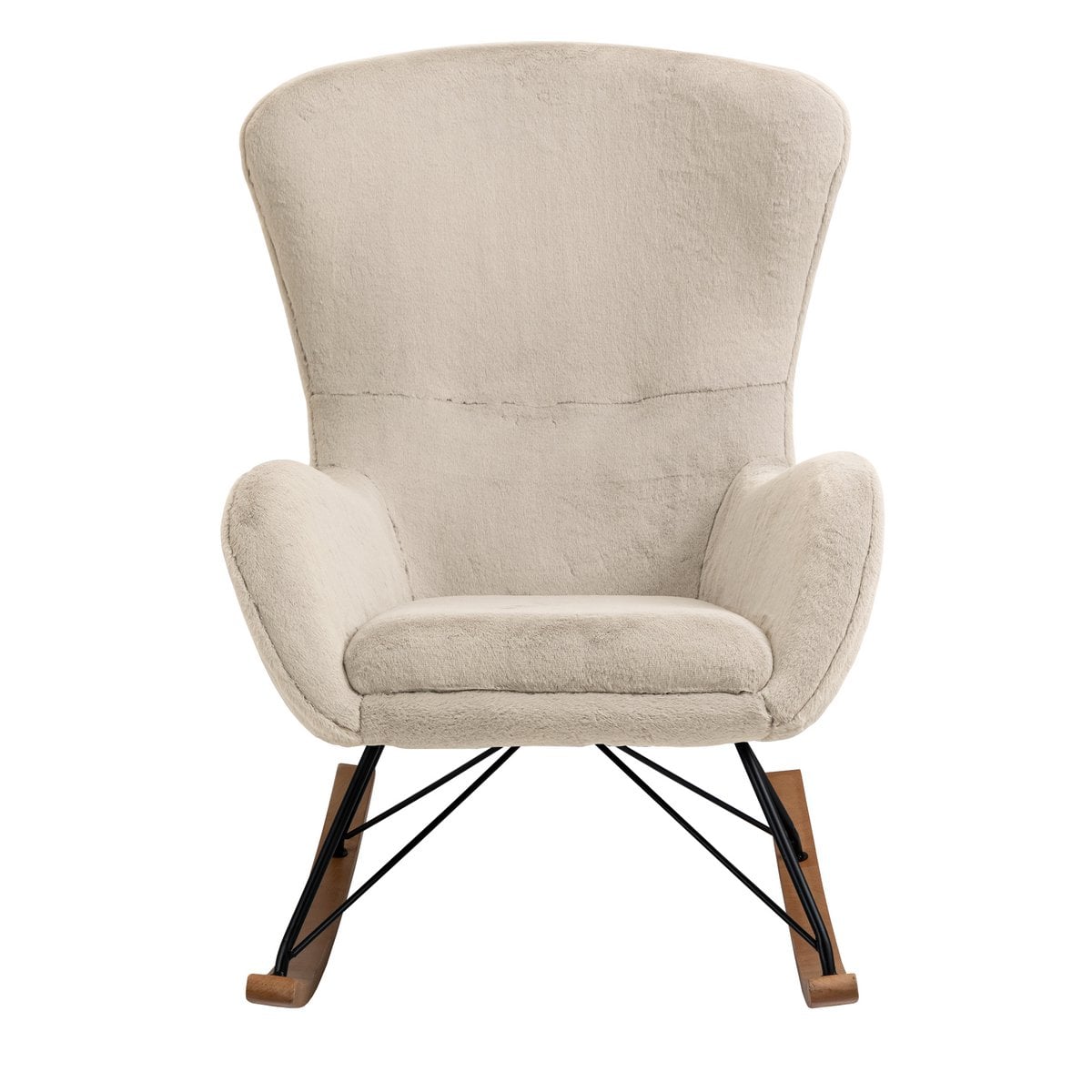 Schommelstoel lamsvachtlook beige 70x102x94 cm