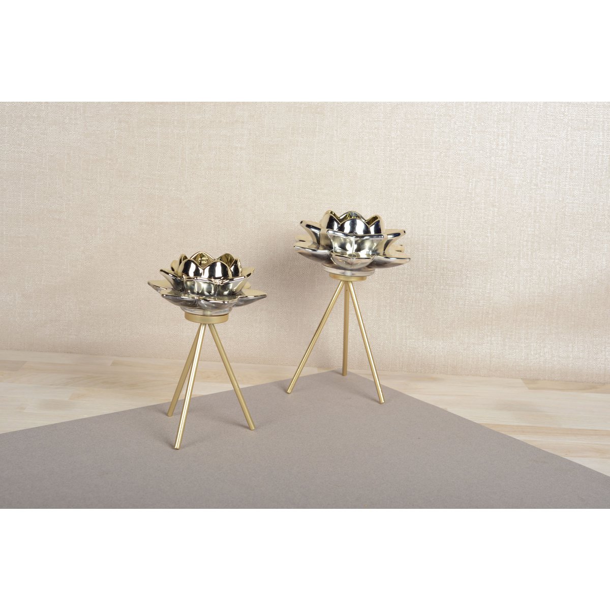 Bloemkandelaar 12.5x12.5x17.5 cm goud glas metaal