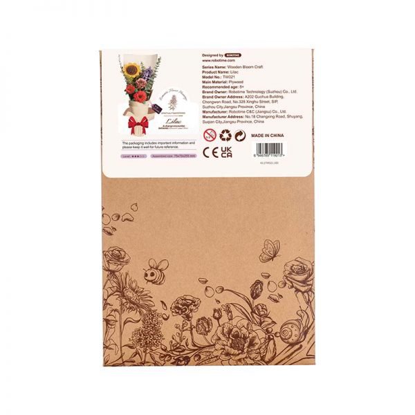 Robotime, DIY Houten Bloem Lilac, Lila Sering, TW021, 7,5x7x22,5cm