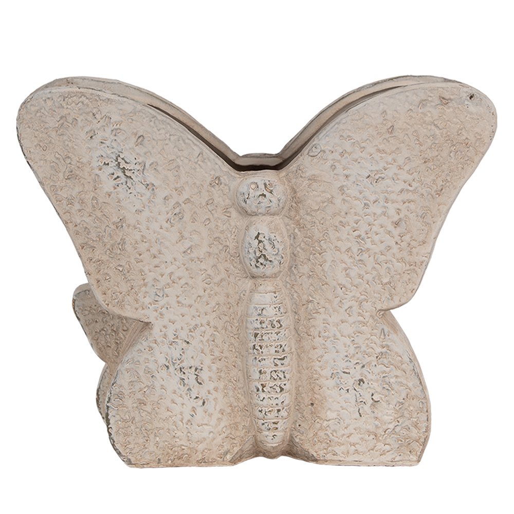 Flower pot Butterfly 24x10x19 cm Beige Stone