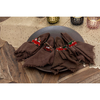Servetringen kerst 4 stuks zink rood