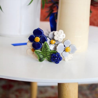 Geluksboeket kunstbloemen 7 stuks met klimop