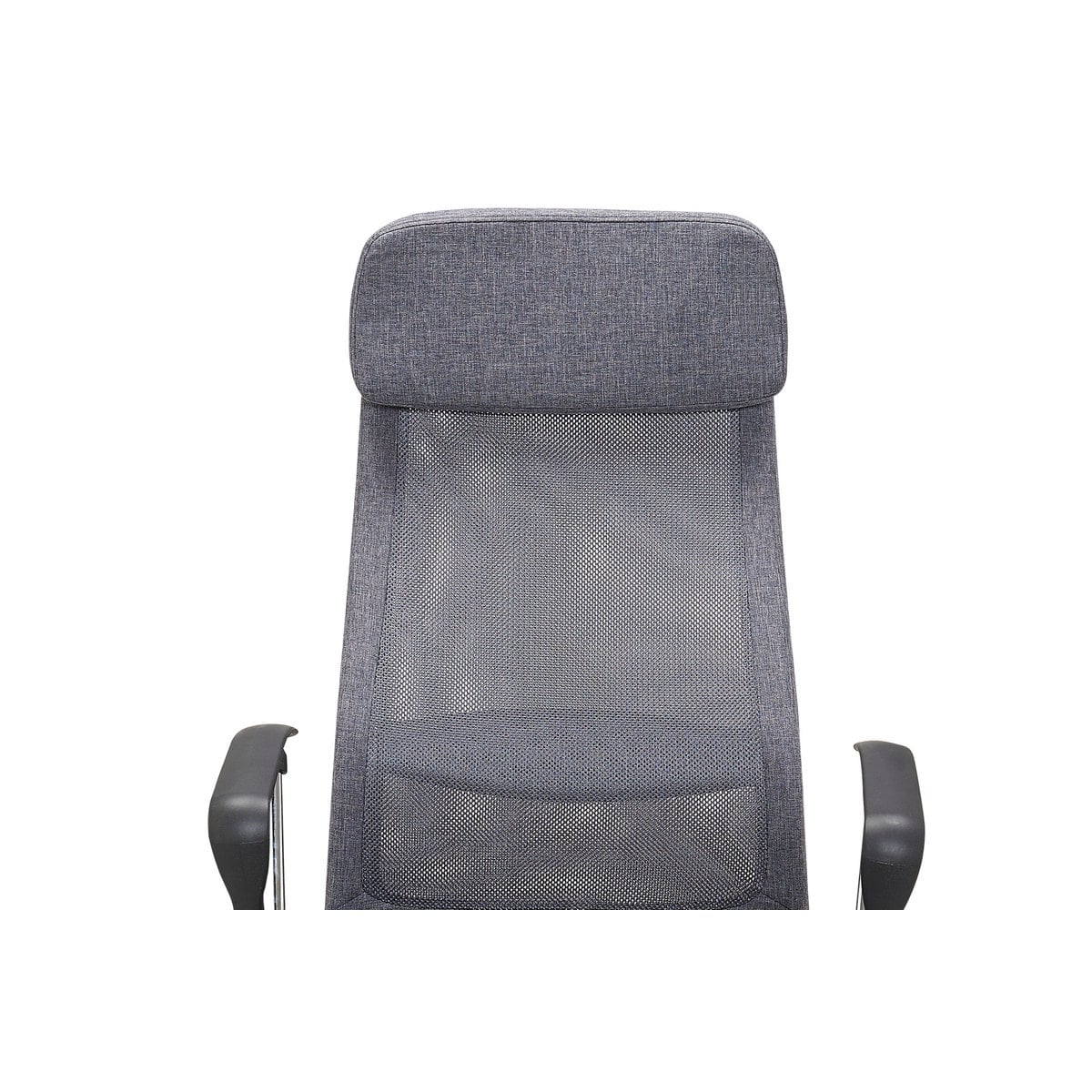 Grey office chair with mesh and fabric upholstery
