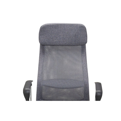 Grey office chair with mesh and fabric upholstery