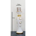 Set Of 2 Circle Candle Holders White And Gold H34 Cm W11 Cm