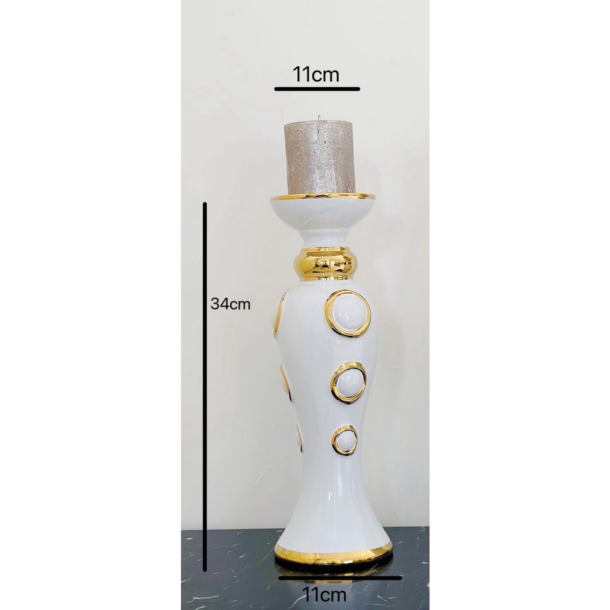 Set Van 2 Cirkelkaarshouders Wit En Goud H34 Cm B11 Cm