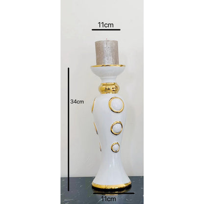 Set Van 2 Cirkelkaarshouders Wit En Goud H34 Cm B11 Cm