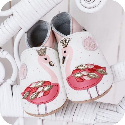 Babyslofjes leer roze flamingo