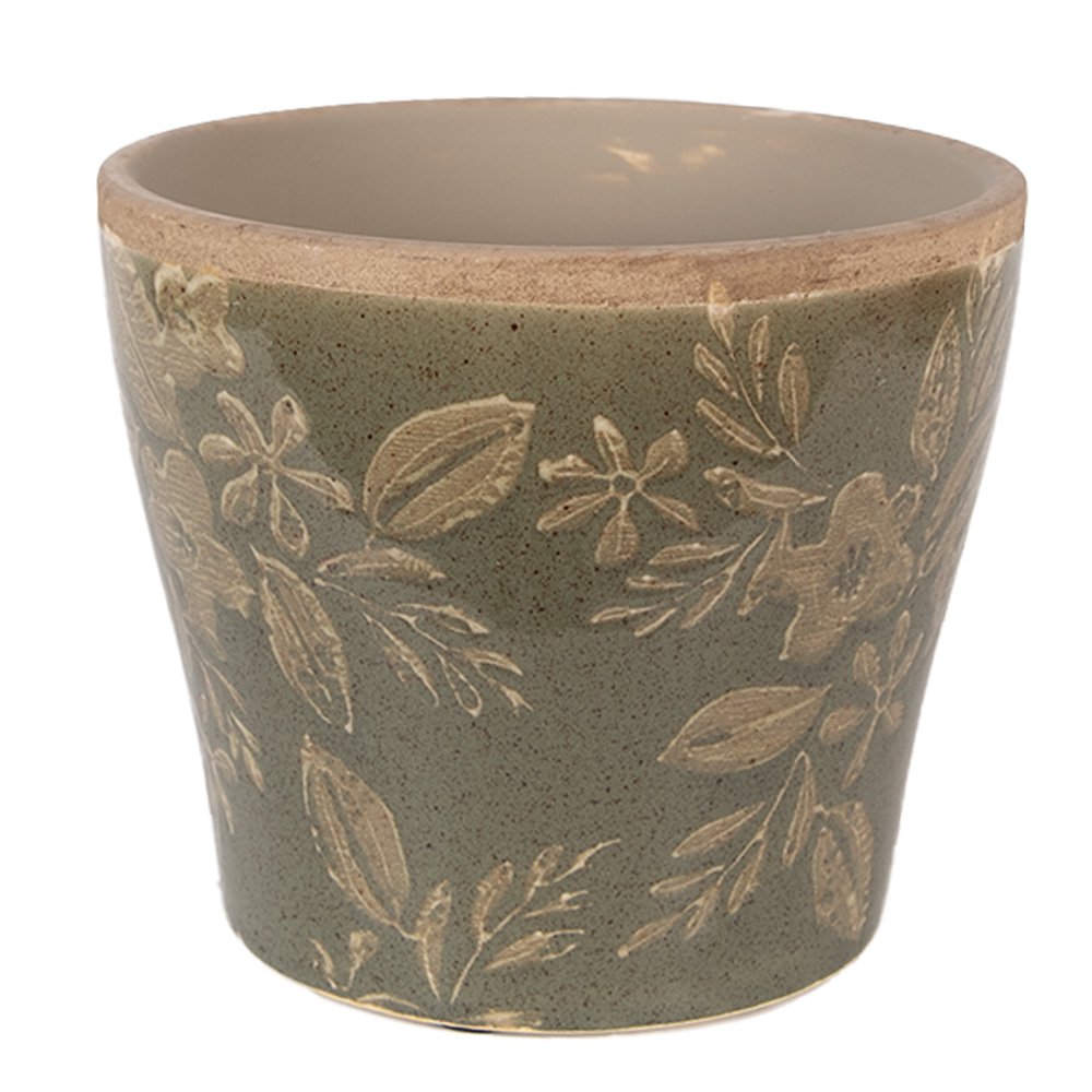 Flowerpot Ø 10x9 cm Green Ceramic
