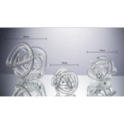 Glazen sculptuur geknoopt Ø10 cm wit