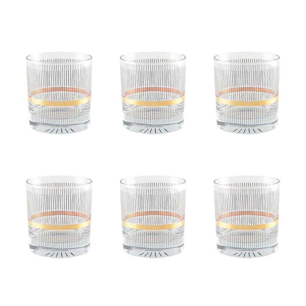 Black And Gold Whisky Glasses Set Of 6 Elegant Collection