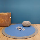 Vloerkleed rond 120 cm wol blauw