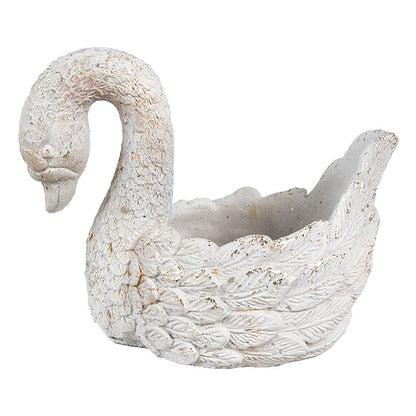 Bloempot Zwaan 19x11x15 cm Wit Steen