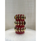 Red Three Line Small Porcelain Vases With Gold Accents