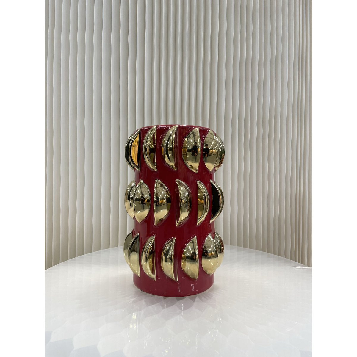 Porseleinen vazen set bordeauxrood goud 3 stuks