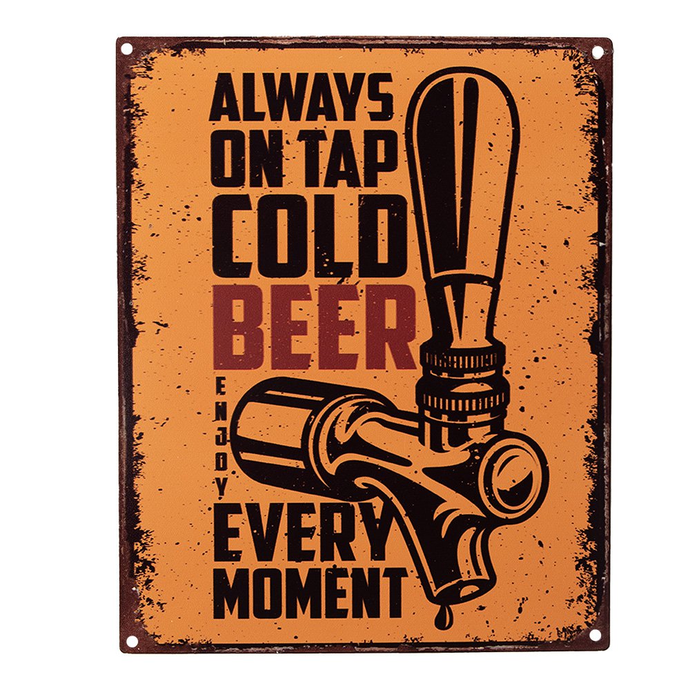 Tekstbord biertap 20x25 cm metaal oranje