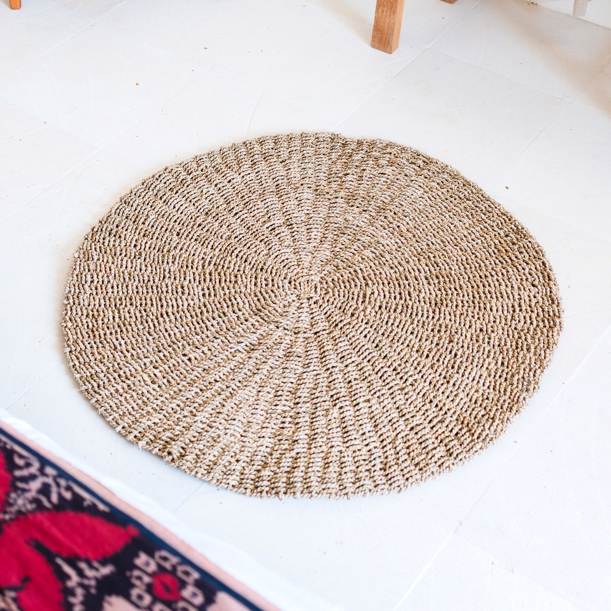 Zeegrasvloerkleed Rond 100/120 Cm Boho Beige Natuur