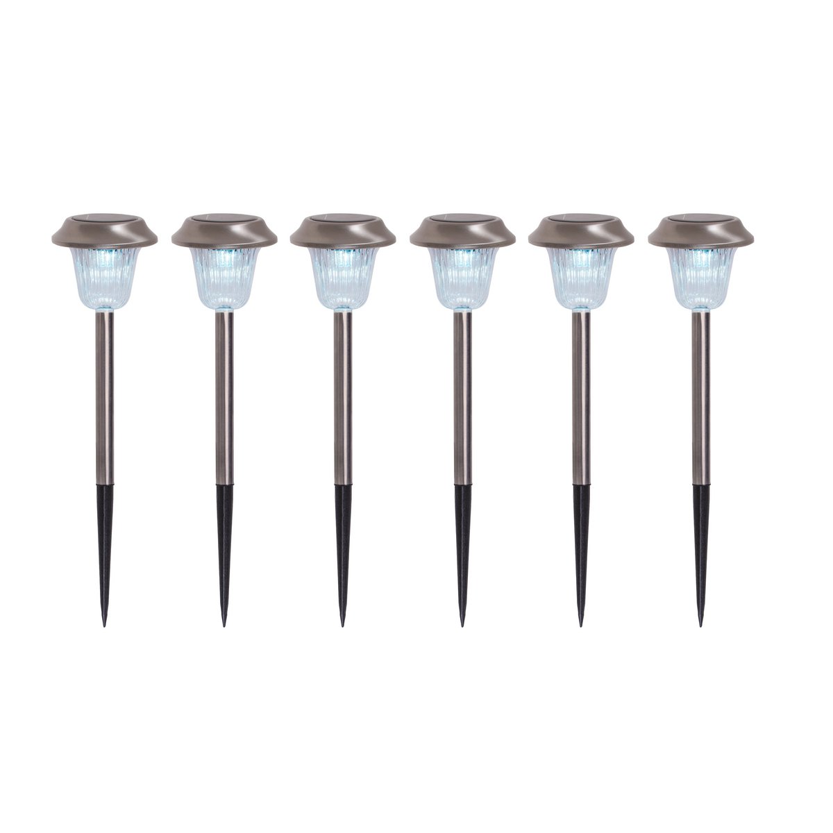 LED Buitenlamp Spies 39 cm roestvrij staal koud wit 6 stuks