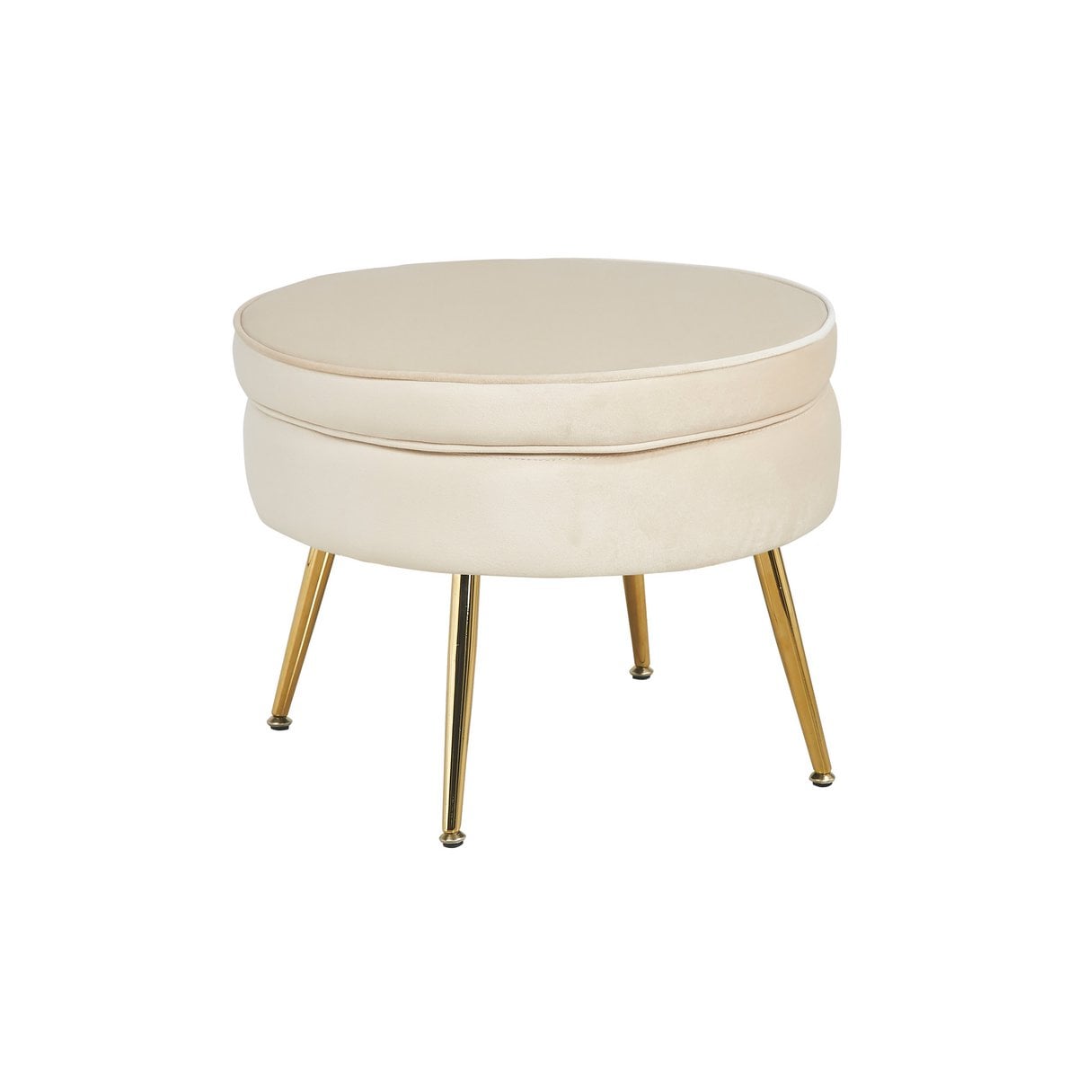 Round pouf in beige velvet