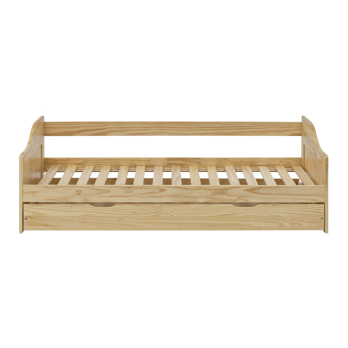 Spacious Bed With Pull-Out Drawer And Wheels 90x200 Cm Practical