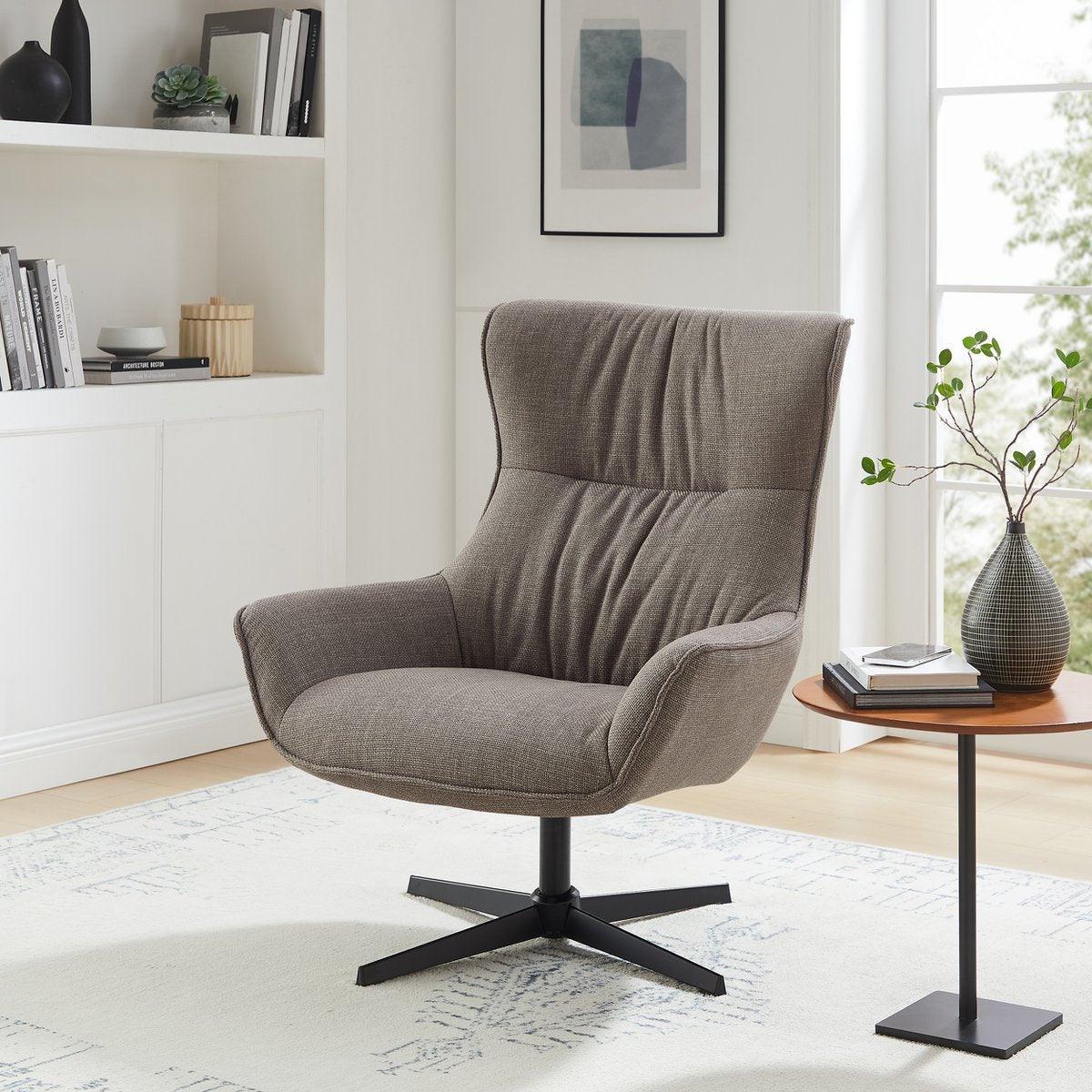 Fauteuil structuurstof taupe 85x83x103 cm
