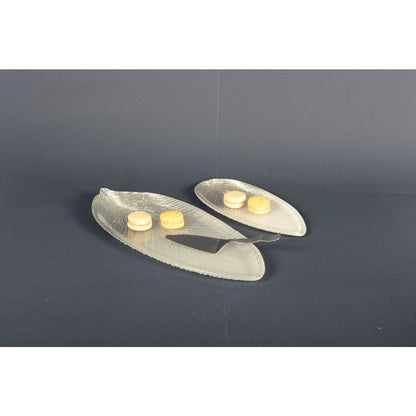 Presentatieschaal zilver glas 43x20x3,2 cm