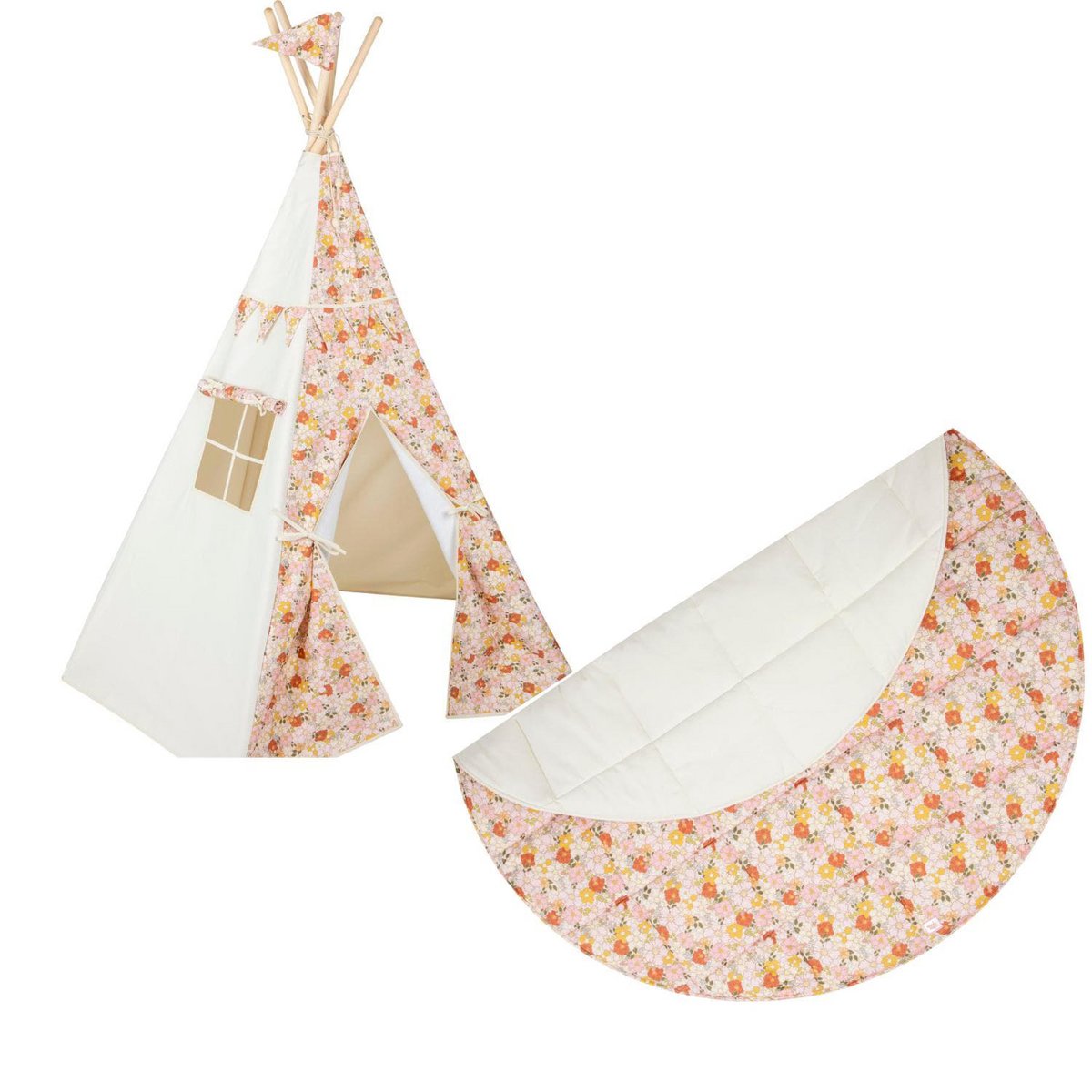Spring Garden Teepee En Mat Voor Kinderen Handgemaakt