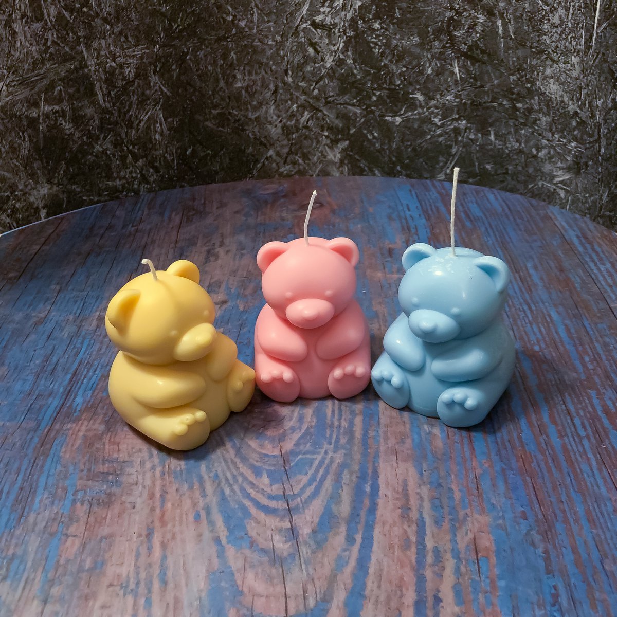 Vormkaars teddybeer 9 cm sojawas lavendel