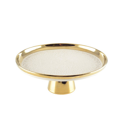 Taartplateau keramiek crème goud 26.5 cm