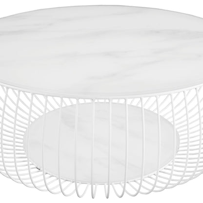 Salontafel rond Ø 86 cm wit glas
