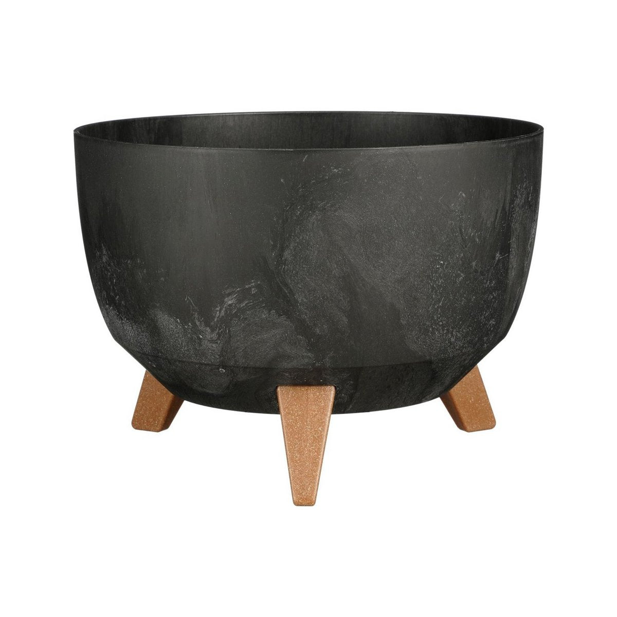 Plantenbak 33x18.5 cm zwart gerecycled plastic op poten