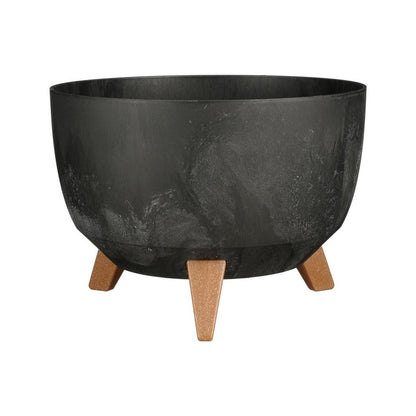 Plantenbak 33x18.5 cm zwart gerecycled plastic op poten