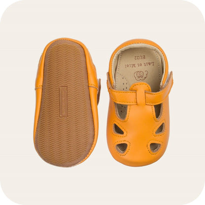 Babyschoenen lamsleer klittenband camel