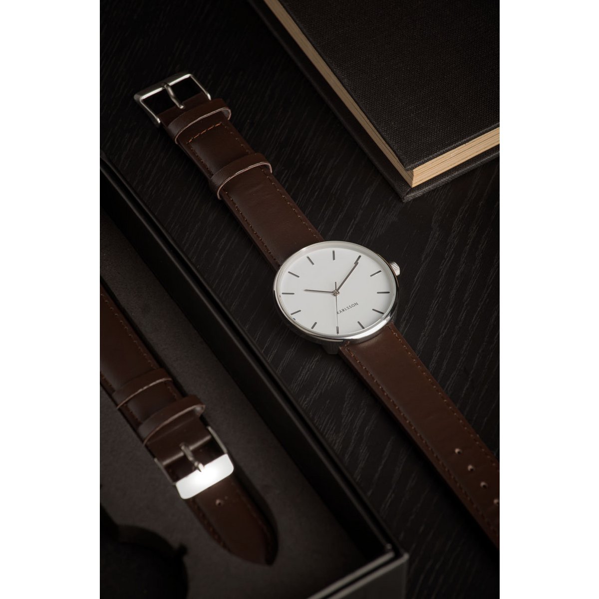 Herenhorloge Karlsson staalzwart 4 cm